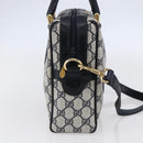 GUCCI GG Supreme Sherry Line Shoulder Bag PVC 2way Navy Gold 010 378 Auth 145988-4