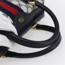 GUCCI GG Supreme Sherry Line Shoulder Bag PVC 2way Navy Gold 010 378 Auth 145988-7