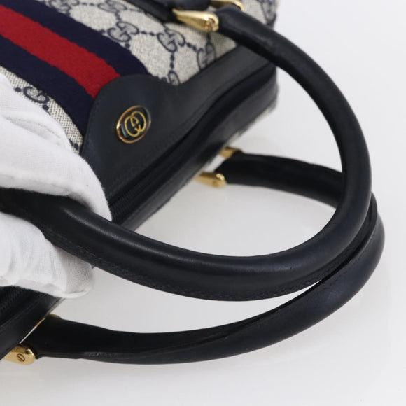 GUCCI GG Supreme Sherry Line Shoulder Bag PVC 2way Navy Gold 010 378 Auth 145988