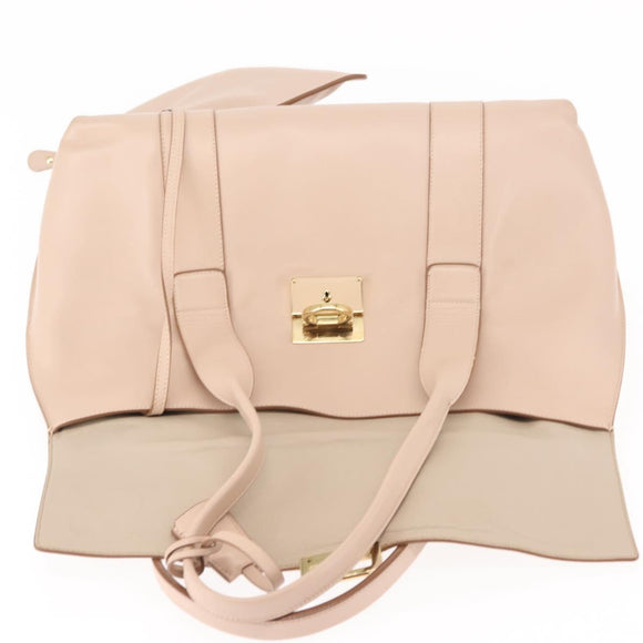 Salvatore Ferragamo Gancini Shoulder Bag Leather Pink Gold Auth 145992