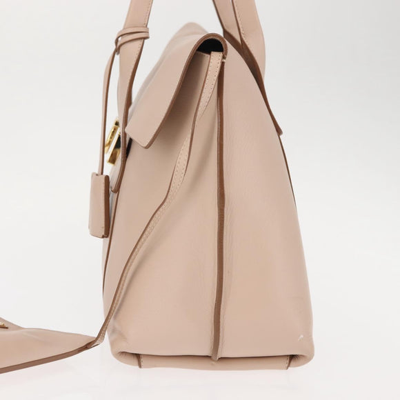 Salvatore Ferragamo Gancini Shoulder Bag Leather Pink Gold Auth 145992