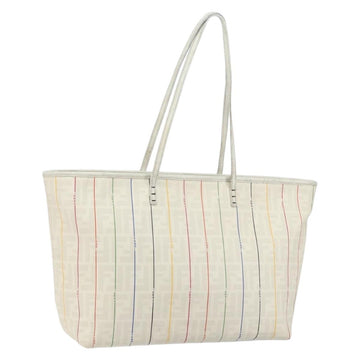 FENDI Zucca Canvas Tote Bag PVC Ivory Gold Auth 145993