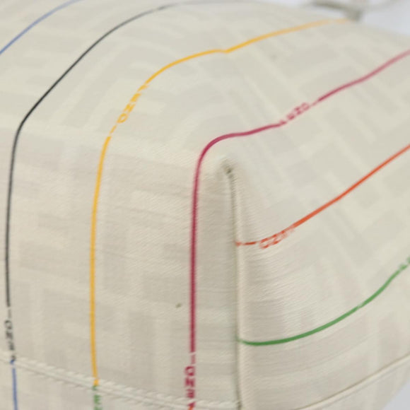 FENDI Zucca Canvas Tote Bag PVC Ivory Gold Auth 145993