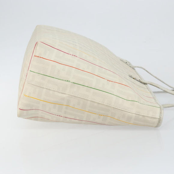 FENDI Zucca Canvas Tote Bag PVC Ivory Gold Auth 145993