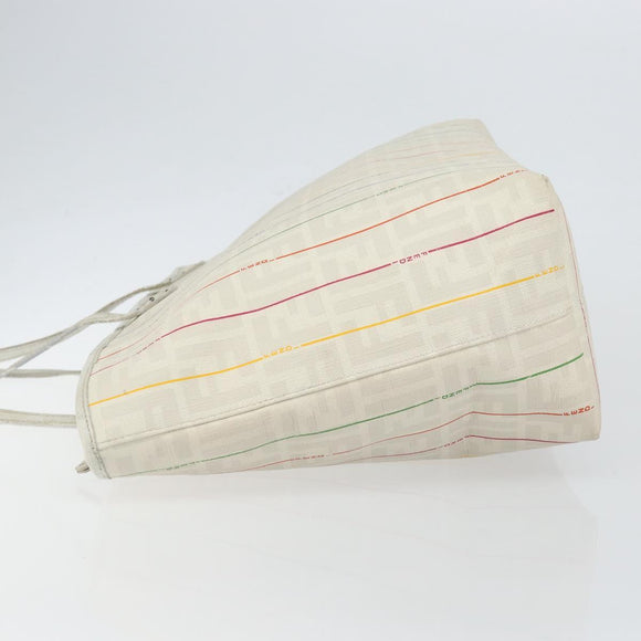 FENDI Zucca Canvas Tote Bag PVC Ivory Gold Auth 145993