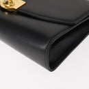 BALLY Chain Shoulder Bag Leather Black Gold Auth 145994-14