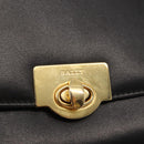 BALLY Chain Shoulder Bag Leather Black Gold Auth 145994-17