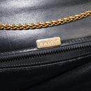 BALLY Chain Shoulder Bag Leather Black Gold Auth 145994-18