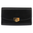 BALLY Chain Shoulder Bag Leather Black Gold Auth 145994-13
