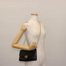BALLY Chain Shoulder Bag Leather Black Gold Auth 145994-21