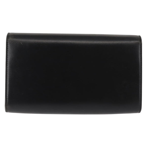 BALLY Chain Shoulder Bag Leather Black Gold Auth 145994