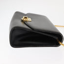 BALLY Chain Shoulder Bag Leather Black Gold Auth 145994-3