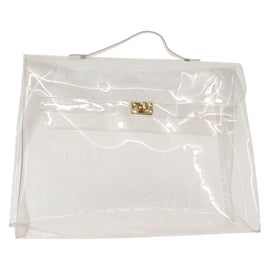 HERMES Vinyl Kelly Hand Bag Vinyl Clear Auth 145995