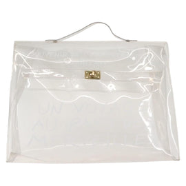 HERMES Vinyl Kelly Hand Bag Vinyl Clear Auth 145995 - 0