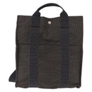 HERMES Her Line Backpack Canvas Gray Silver Auth 145996-13