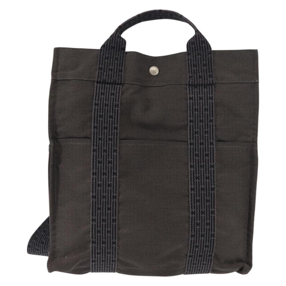 HERMES Her Line Backpack Canvas Gray Silver Auth 145996