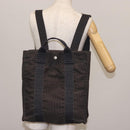 HERMES Her Line Backpack Canvas Gray Silver Auth 145996-22