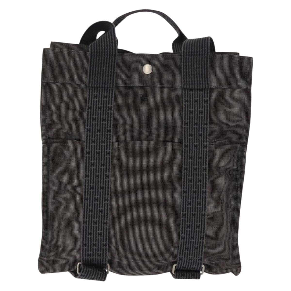 HERMES Her Line Backpack Canvas Gray Silver Auth 145996 Hermès HERMES Her Line A Dos MM Backpack Canvas Gray Silver  main image 4