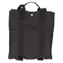 HERMES Her Line Backpack Canvas Gray Silver Auth 145996-2