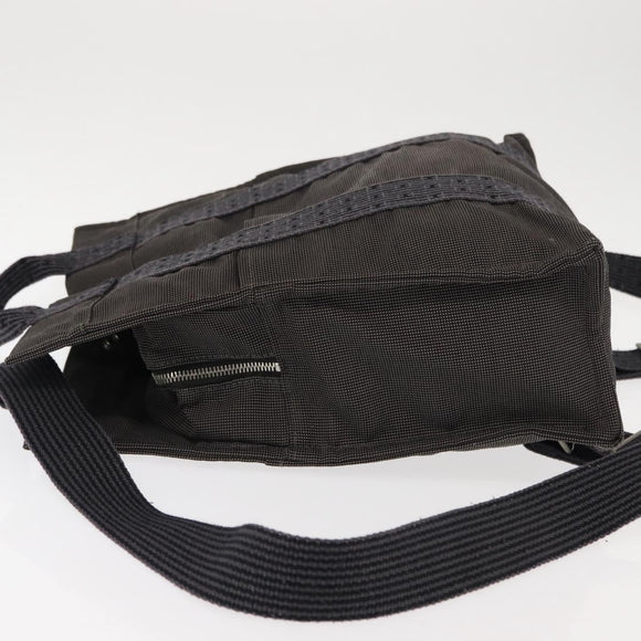 HERMES Her Line Backpack Canvas Gray Silver Auth 145996