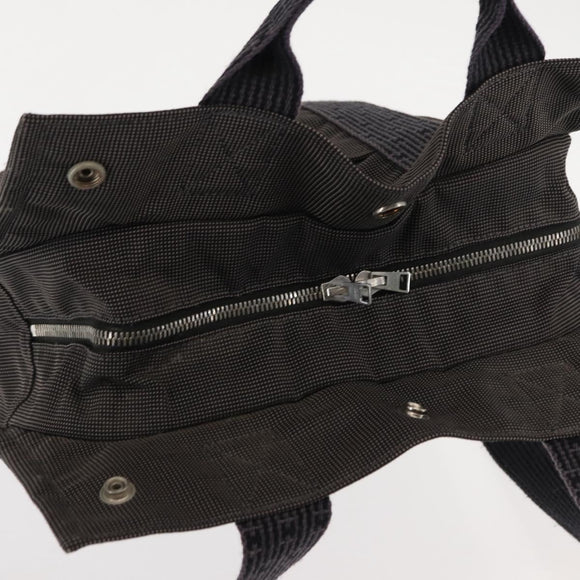 HERMES Her Line Backpack Canvas Gray Silver Auth 145996