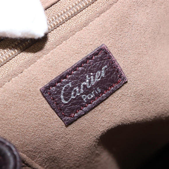 CARTIER Trinity Tote Bag Leer Bruin Goud Auth 145998