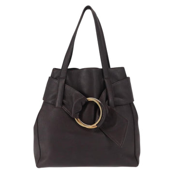 CARTIER Trinity Tote Bag Leather Brown Gold Auth 145998 - 0