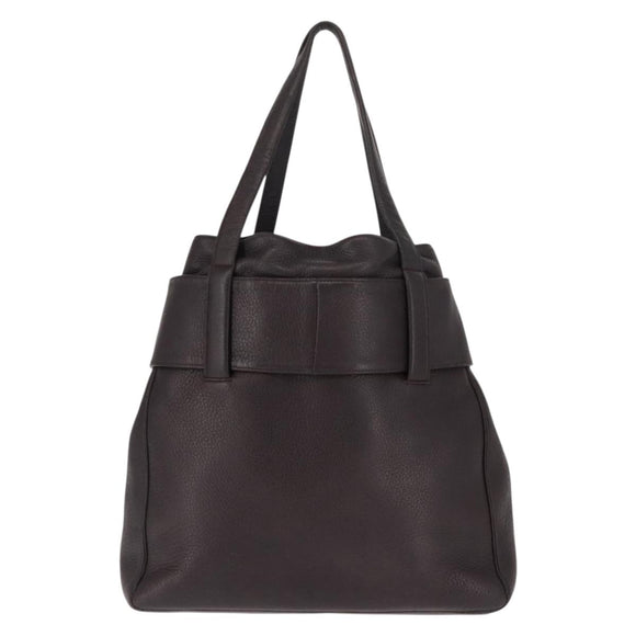 CARTIER Trinity Tote Bag Leer Bruin Goud Auth 145998