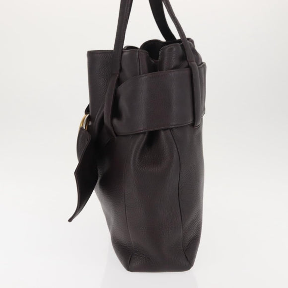 CARTIER Trinity Tote Bag Leather Brown Gold Auth 145998