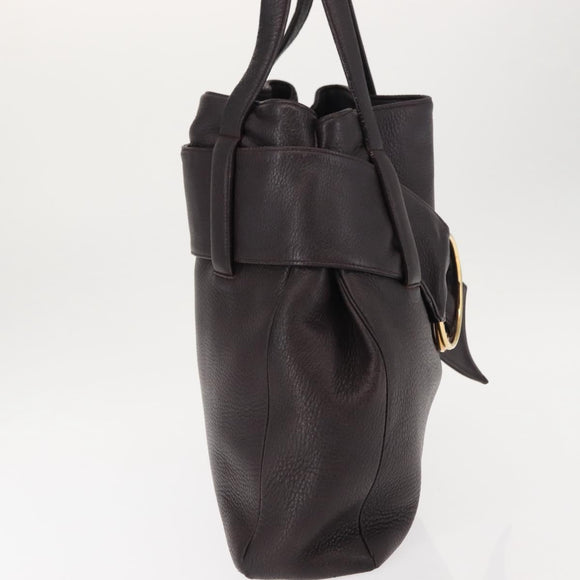 CARTIER Trinity Tote Bag Leer Bruin Goud Auth 145998