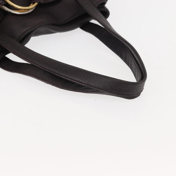 CARTIER Trinity Tote Bag Leer Bruin Goud Auth 145998