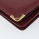 CARTIER Shoulder Bag Leather Bordeaux Gold Auth 145999-14