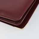 CARTIER Shoulder Bag Leather Bordeaux Gold Auth 145999-15