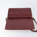 CARTIER Shoulder Bag Leather Bordeaux Gold Auth 145999-17