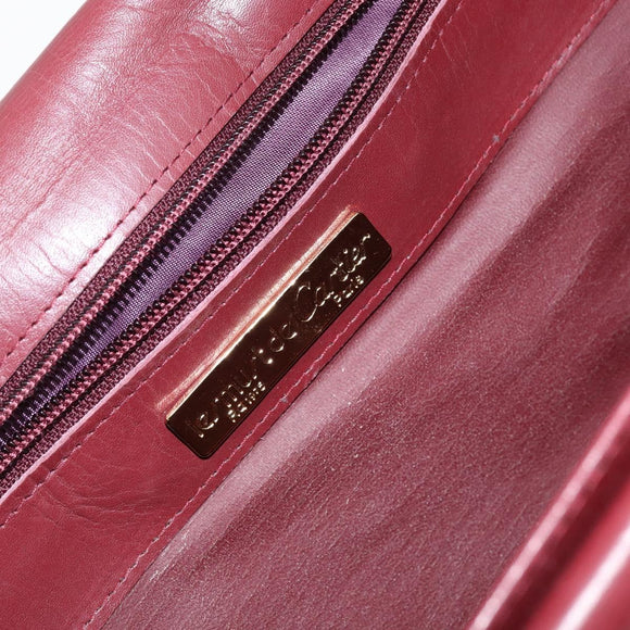 CARTIER Shoulder Bag Leather Bordeaux Gold Auth 145999
