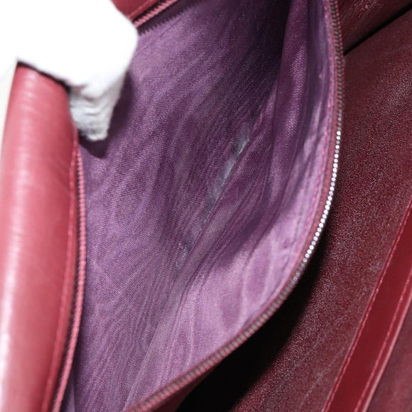 CARTIER Shoulder Bag Leather Bordeaux Gold Auth 145999