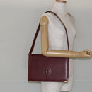CARTIER Shoulder Bag Leather Bordeaux Gold Auth 145999-23