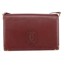 CARTIER Shoulder Bag Leather Bordeaux Gold Auth 145999-13
