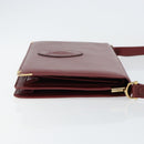 CARTIER Shoulder Bag Leather Bordeaux Gold Auth 145999-3