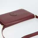 CARTIER Shoulder Bag Leather Bordeaux Gold Auth 145999-6