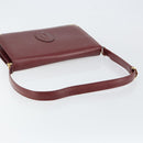 CARTIER Shoulder Bag Leather Bordeaux Gold Auth 145999-7