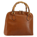 GUCCI Bamboo Hand Bag Leather Brown Gold 000 1274 0290 Auth 146002-1