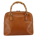 GUCCI Bamboo Hand Bag Leather Brown Gold 000 1274 0290 Auth 146002-2