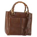 GUCCI Bamboo Hand Bag Leather 2way Brown Gold 000 122 0316 Auth 146003-1