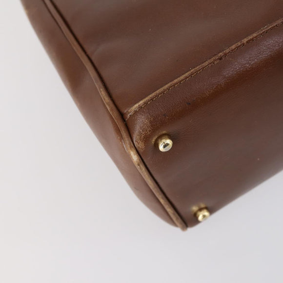 GUCCI Bamboo Hand Bag Leather 2way Brown Gold 000 122 0316 Auth 146003