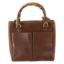 GUCCI Bamboo Hand Bag Leather 2way Brown Gold 000 122 0316 Auth 146003-13