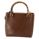 GUCCI Bamboo Hand Bag Leather 2way Brown Gold 000 122 0316 Auth 146003-2