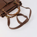 GUCCI Bamboo Hand Bag Leather 2way Brown Gold 000 122 0316 Auth 146003-7