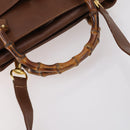 GUCCI Bamboo Hand Bag Leather 2way Brown Gold 000 122 0316 Auth 146003-8