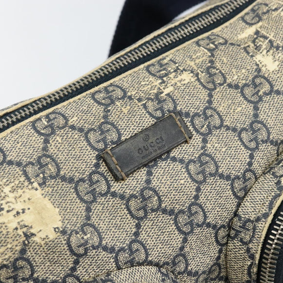 GUCCI GG Supreme Shoulder Bag PVC Navy Gold 246881 Auth 146007
